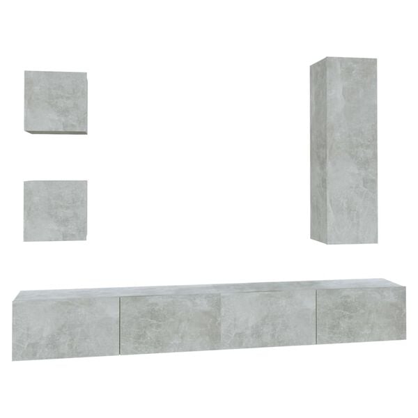 vidaXL TV Cabinet Set Set of 5 Concrete Grey Engineered Wood