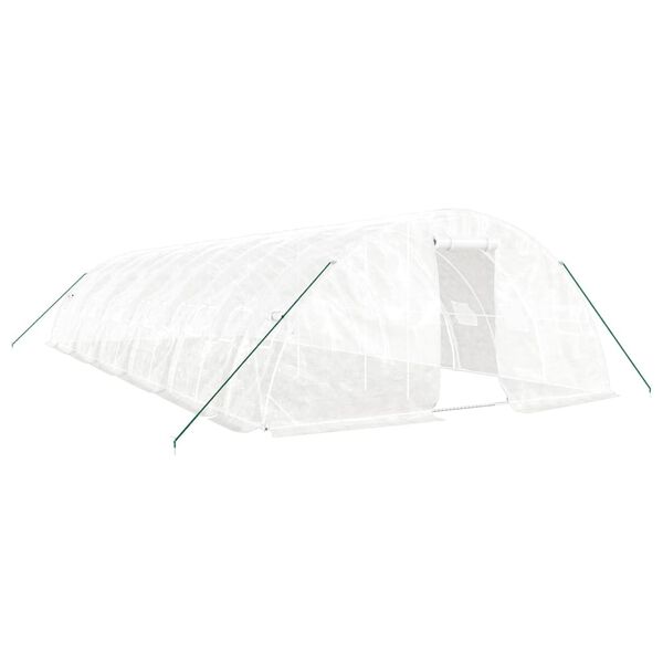 vidaXL Greenhouse White Polyethylene (PE), Galvanized Steel Large