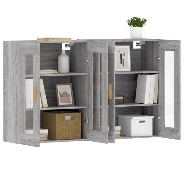 vidaXL Wall Mounted Cabinet Set of 2 Grey Sonoma