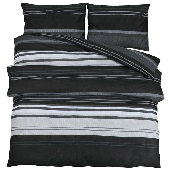 vidaXL Duvet Cover Set Set of 2 Black and White 100% Cotton 79x79 in