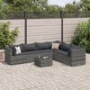 vidaXL Patio Lounge Set Gray PE rattan, powder-coated steel, tempered glass