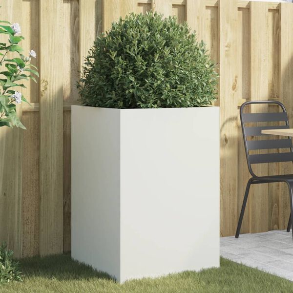 vidaXL Planter White Cold-rolled steel Large Durable Planter