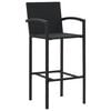 vidaXL Garden Bar Set Black Poly Rattan, Powder-Coated Steel, Tempered Glass