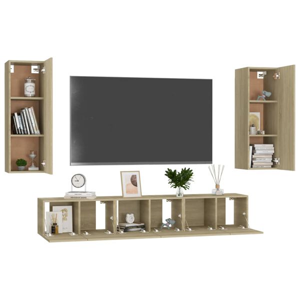 vidaXL TV Cabinet Sonoma oak Engineered wood Wall mount TV Cabinet
