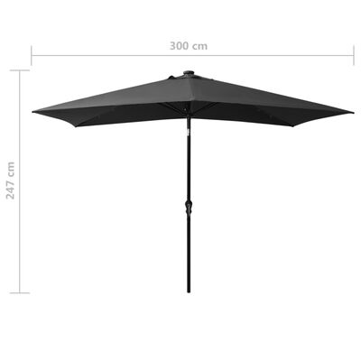 vidaXL Parasol with LEDs and Steel Pole Anthracite 6.6'x9.8'