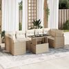 vidaXL Garden Sofa Set Beige PE rattan 8 Piece Adjustable Armrests
