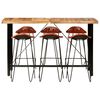 vidaXL 7 Piece Bar Set Solid Acacia Wood and Real Leather