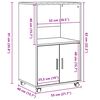 vidaXL Rolling Cabinet White Engineered wood 21.7 x 15.7 x 35.8 in