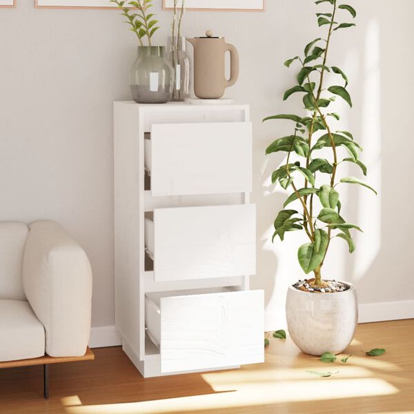 vidaXL Sideboard White Solid pine wood Medium Sideboard Rectangular