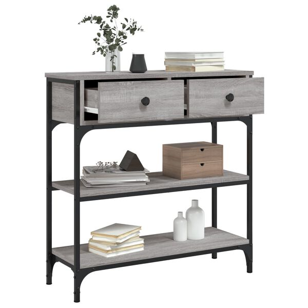 vidaXL Console Table Gray Sonoma Engineered wood Compact Adjustable Feet
