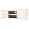 vidaXL TV Stand White and Brown Galvanized Steel and Solid Fir Wood Small