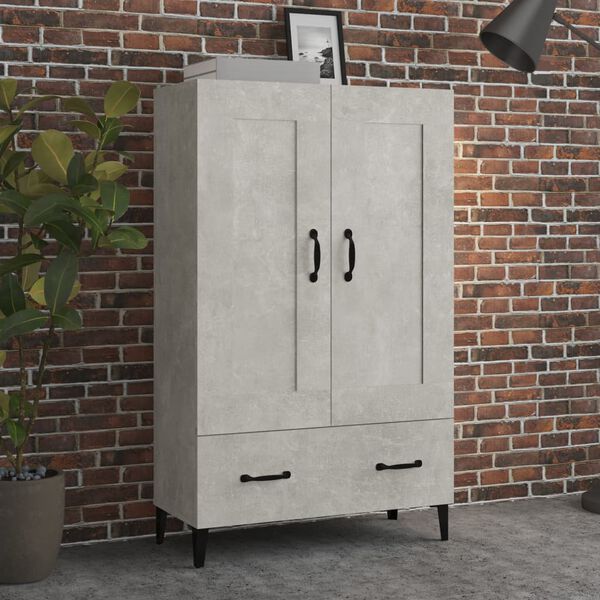 vidaXL Highboard Concrete grey Engineered wood, iron Tall Highboard