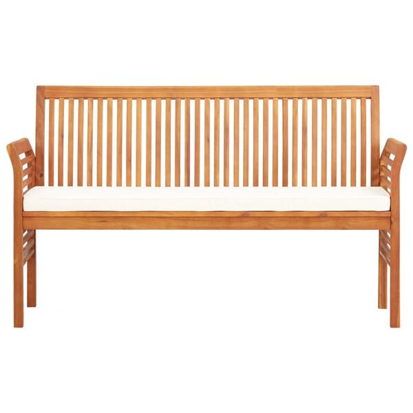 vidaXL Garden Bench Brown frame, cream cushions