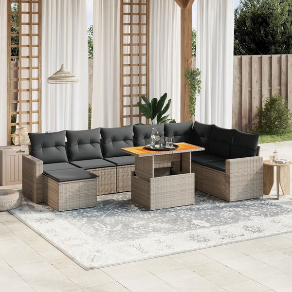 vidaXL Garden Sofa Set Grey