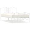vidaXL Bed Frame White Powder-Coated Steel Small Double Bed Frame