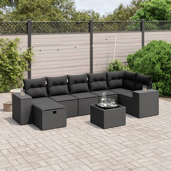 vidaXL Garden Sofa Set Black Poly Rattan Large Modular Garden Sofa Set
