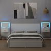 vidaXL Bed Headboard With Cabinet White Engineered wood Fits for 63 in bed
