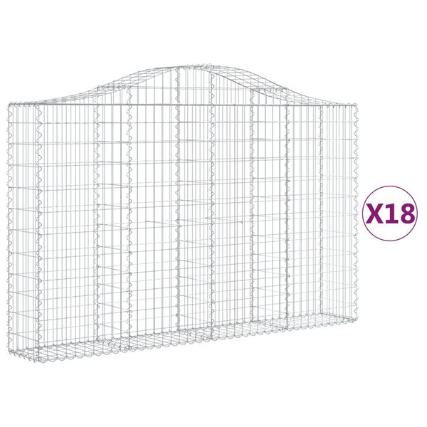 vidaXL Gabion Basket Set of 18 Silver Galvanized iron Large