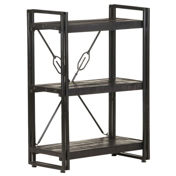 vidaXL Bookcase Black Solid Mango Wood Medium Shelving Bookcase