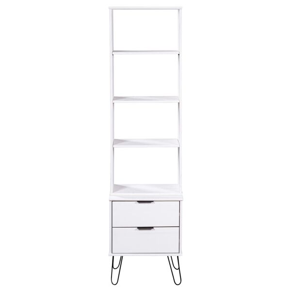vidaXL Book Cabinet White Solid pine wood, Metal Tall Book Cabinet