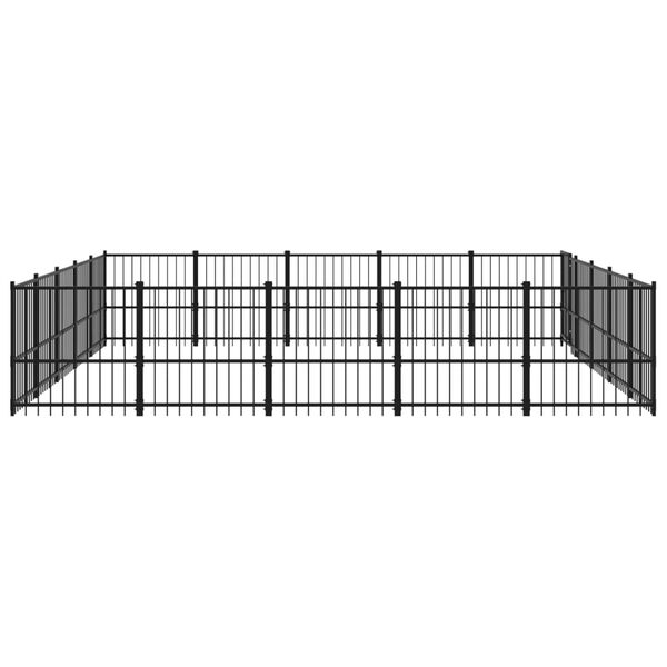 vidaXL Dog Kennel Black Powder-coated steel 253.0 sq ft Durable