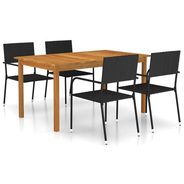 vidaXL Dining Set Black Solid Acacia wood Large Stackable