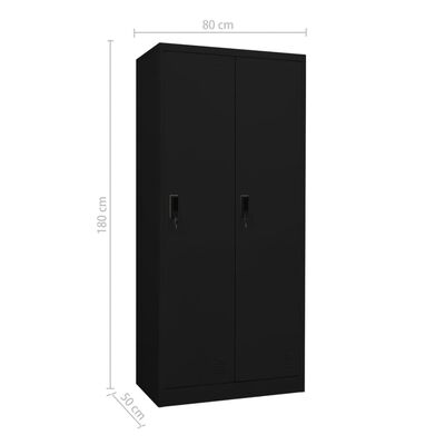 vidaXL Wardrobe Black 31.5"x19.7"x70.9" Steel