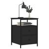 vidaXL Bedside Cabinet Black Engineered Wood, Iron Standard