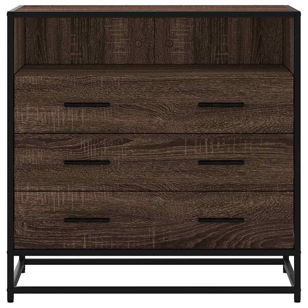 vidaXL Drawer Cabinet Brown Oak Engineered Wood, Metal Medium