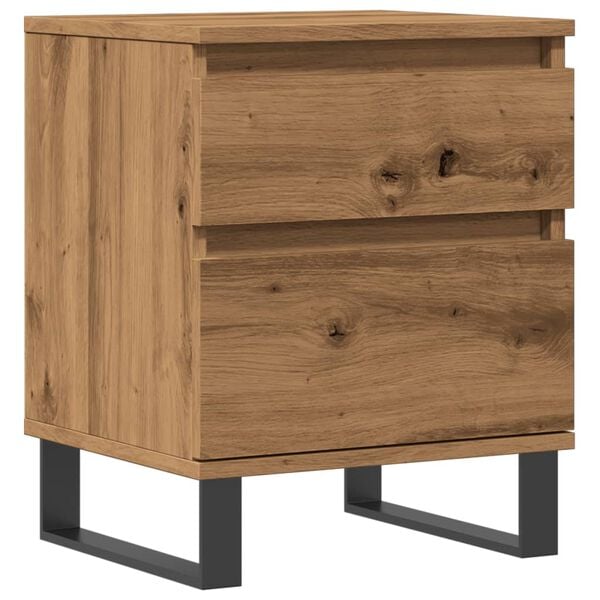 vidaXL Bedside Cabinet Artisan oak Engineered wood, Metal Standard