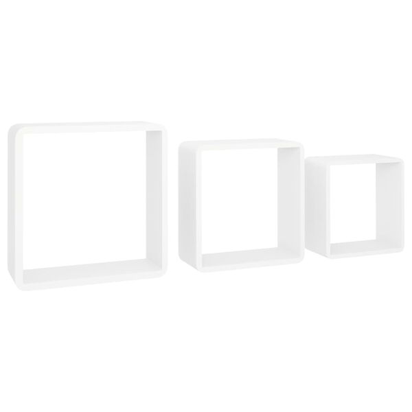 vidaXL Wall Cube Shelf Set of 3 White MDF Small, Medium, Large