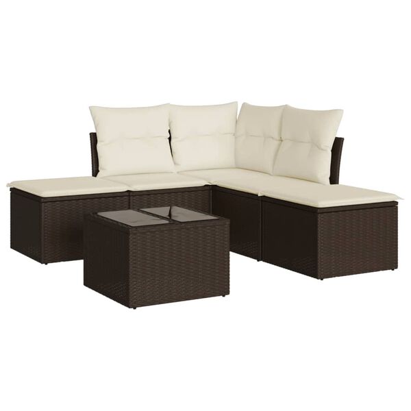 vidaXL Garden Sofa Set Brown