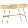 vidaXL Writing Desk Natural with Brass Solid Mango Wood and Steel