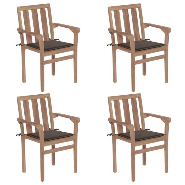 vidaXL Patio Chair Set of 4 Taupe (cushion)