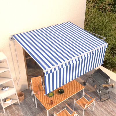 vidaXL Automatic Retractable Awning with Blind 13.1'x9.8' Blue&White