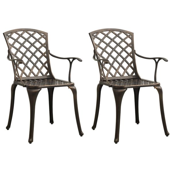 vidaXL Garden Chair Set of 2 Bronze Cast Aluminum Standard Durable