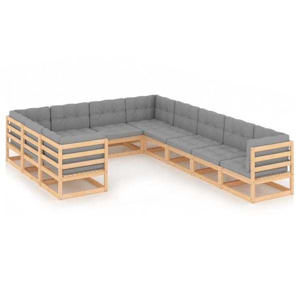 vidaXL Garden Lounge Set Natural Wood Solid pinewood Large Modular