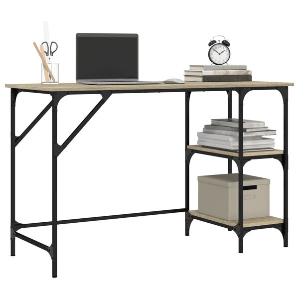 vidaXL Desk Sonoma oak Engineered wood, Metal Medium Adjustable Feet