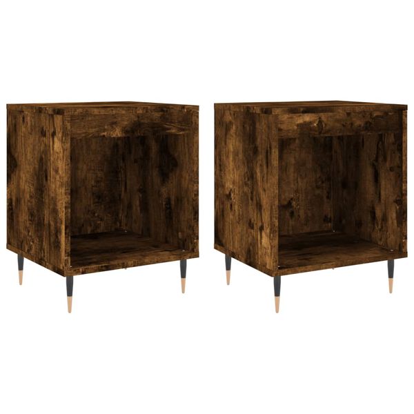 vidaXL Bedside Cabinet Set of 2 Smoked oak Engineered wood, Metal