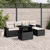 vidaXL Garden Sofa Set Black PE rattan Large Adjustable Armrests