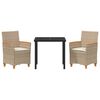 vidaXL Garden Dining Set 3 pcs Beige poly rattan