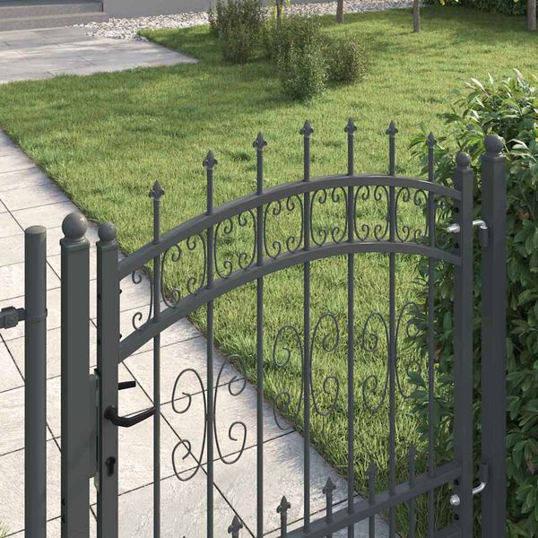vidaXL Fence Gate with Spear Top Black 40.6" x 39.4" Powder-coated Steel