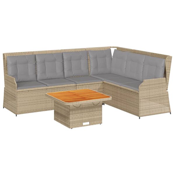 vidaXL Patio Lounge Set Beige, Brown, Light Gray