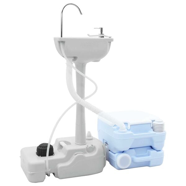 vidaXL Camping Toilet Kit 2 pcs Blue and White