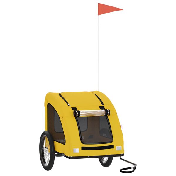 vidaXL Pet Bike Trailer Yellow Oxford fabric, Iron, PVC Collapsible