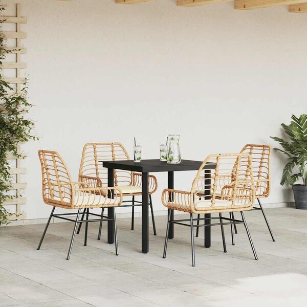 vidaXL Garden Dining Set Brown Poly Rattan 4-seater
