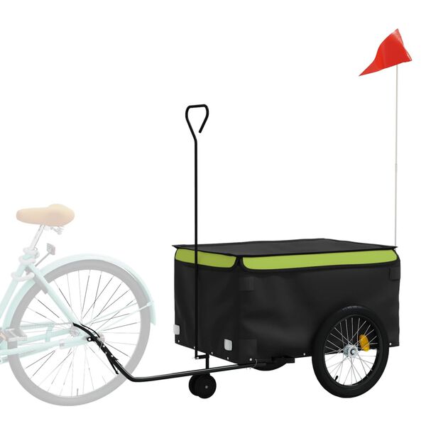 vidaXL Bike Trailer Black and Green 99.2 lb Iron