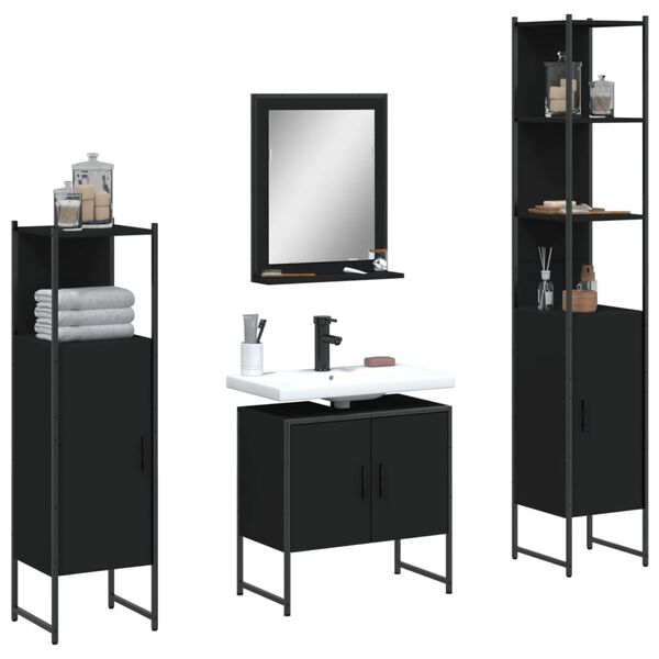 vidaXL Bathroom Cabinet Set Black