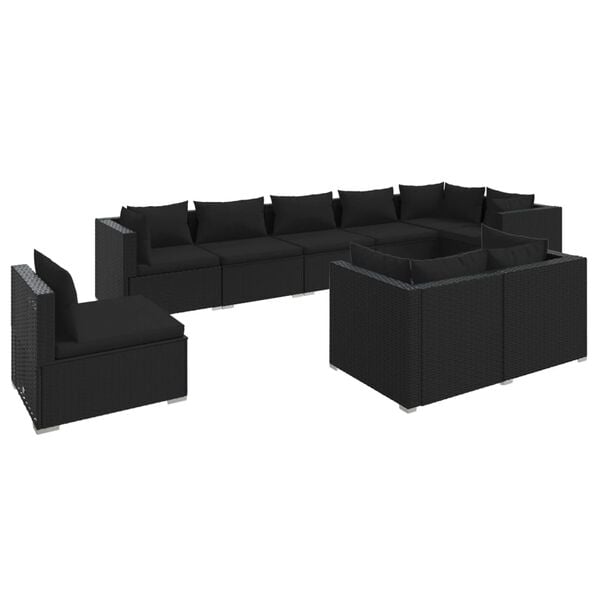 vidaXL Garden Lounge Set Black
