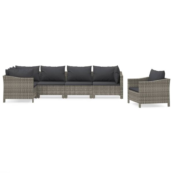 vidaXL Garden Lounge Set Grey Poly Rattan and Powder-Coated Steel